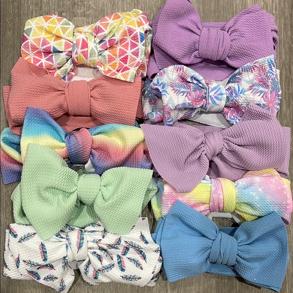 Baby headband turban knotted bow set of 10